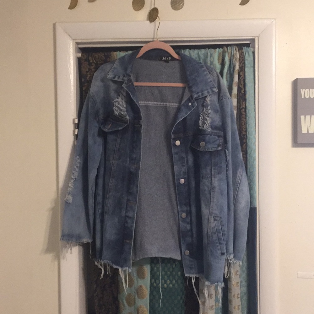 Oversized Distressed Jean Jacket | Denim Jacket